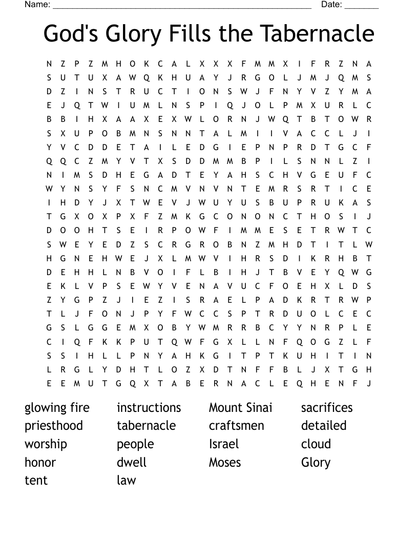 God's Glory Fills the Tabernacle Word Search