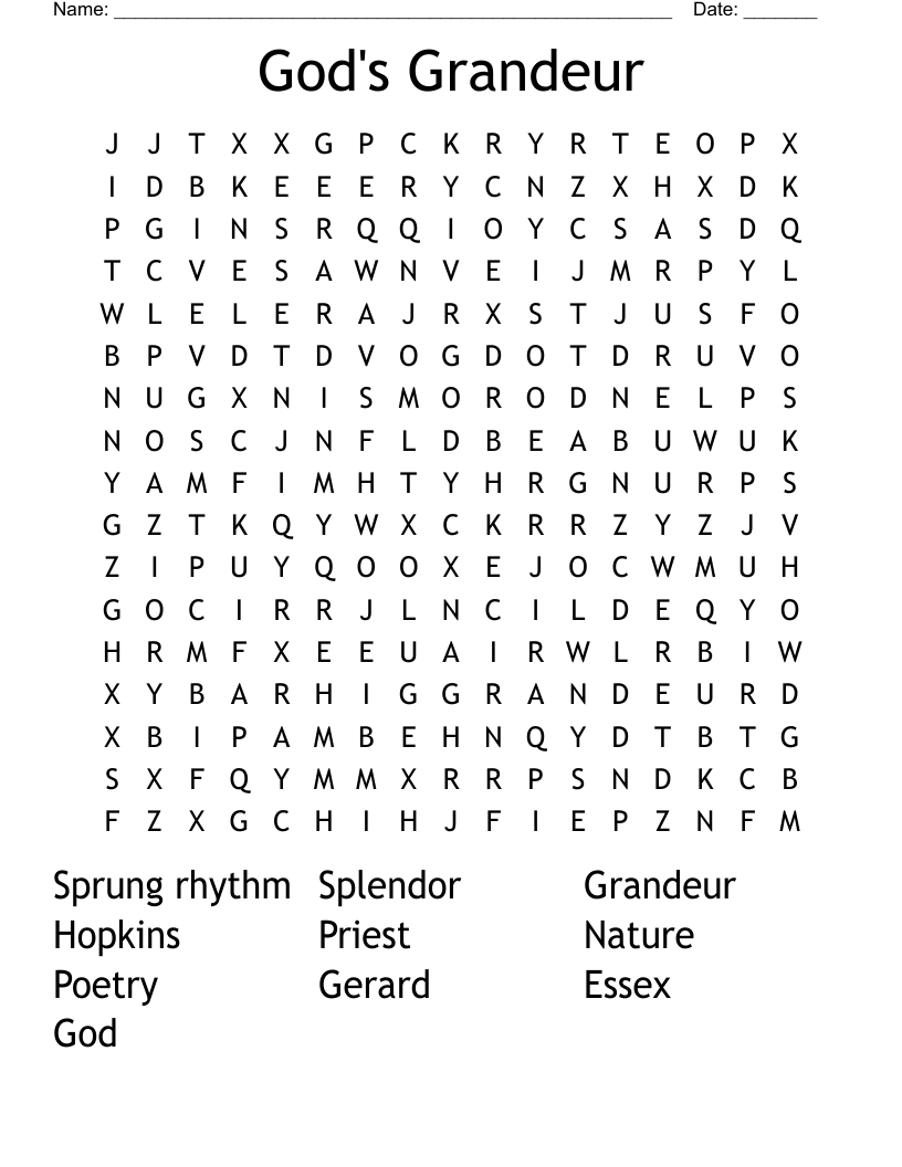 God's Grandeur Word Search