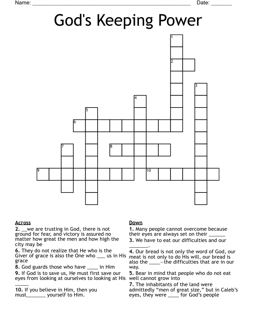 God's Keeping Power Crossword