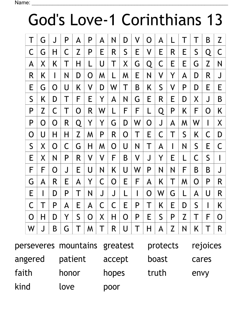 God's Love-1 Corinthians 13 Word Search
