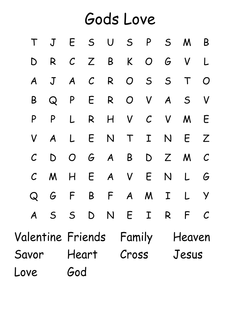 Gods Love Word Search