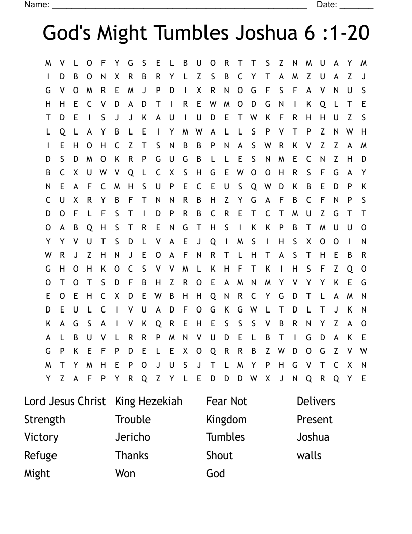 God's Might Tumbles Joshua 6 :1-20 Word Search