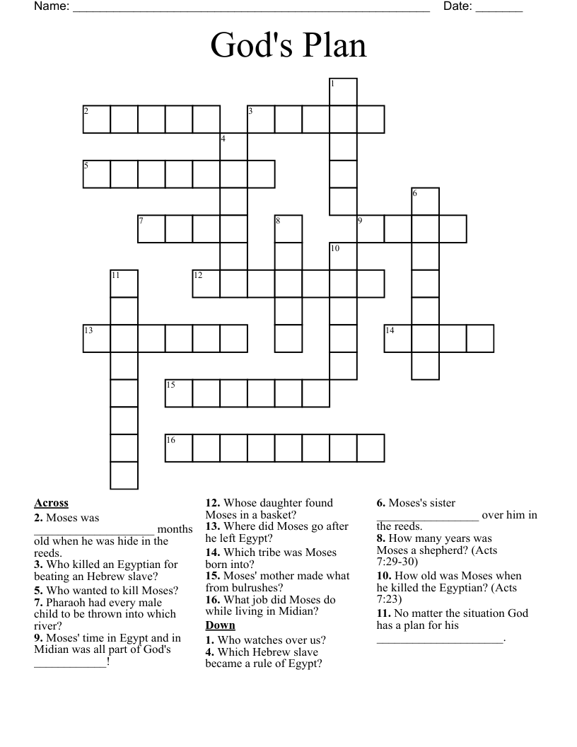 God's Plan Crossword