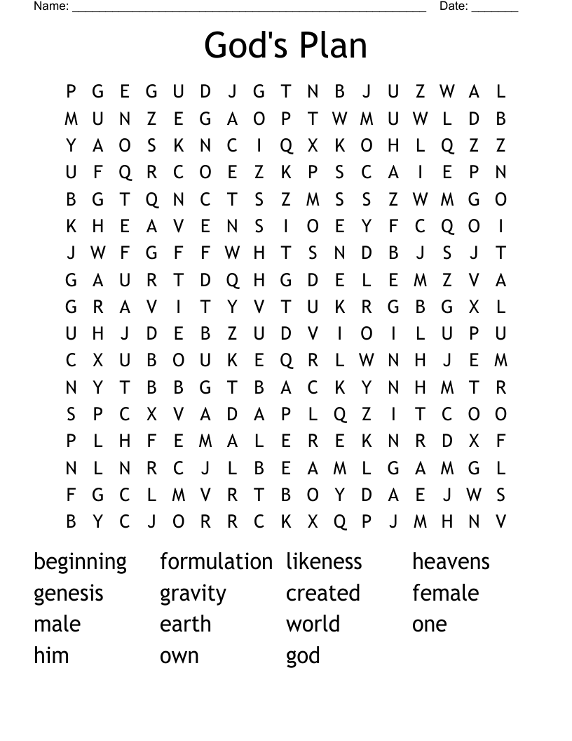 God's Plan Word Search