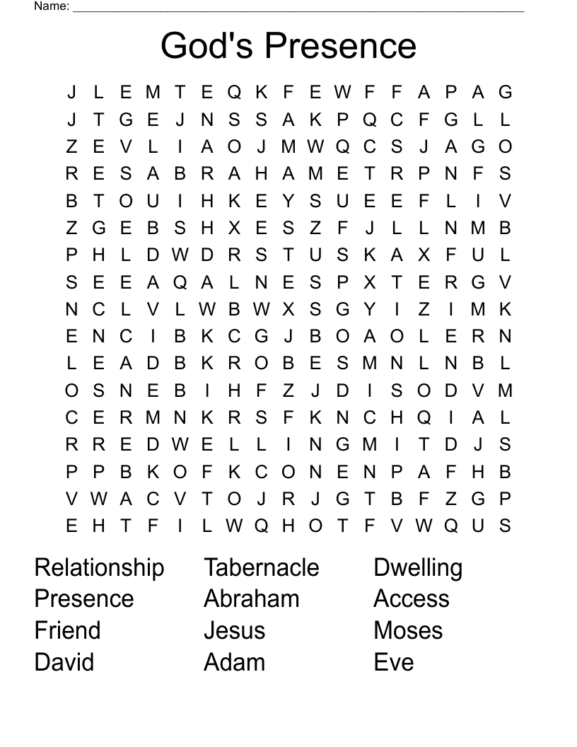 God's Presence Word Search