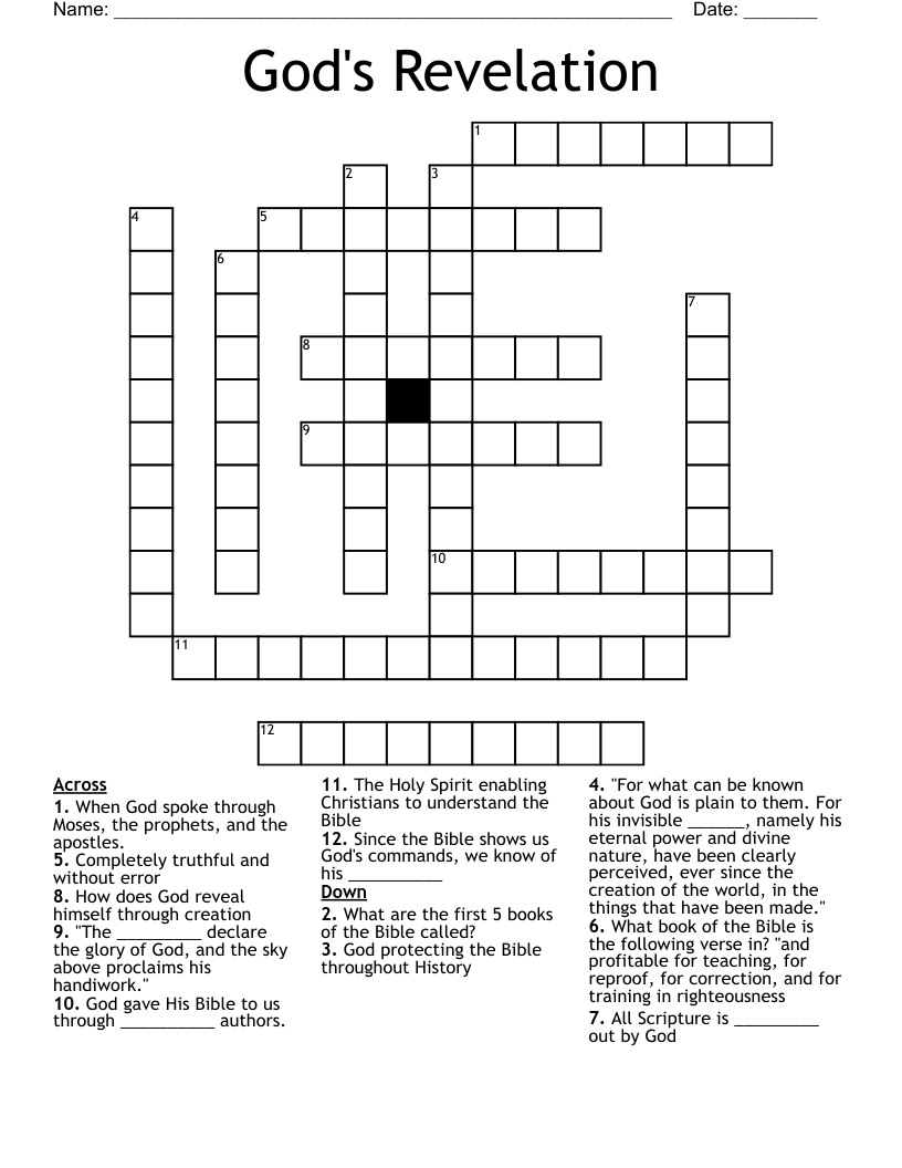 God's Revelation Crossword
