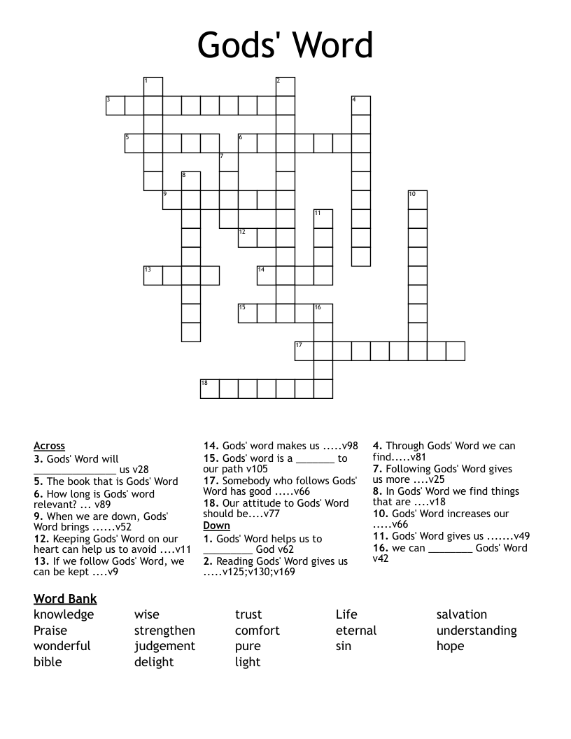 Gods' Word Crossword
