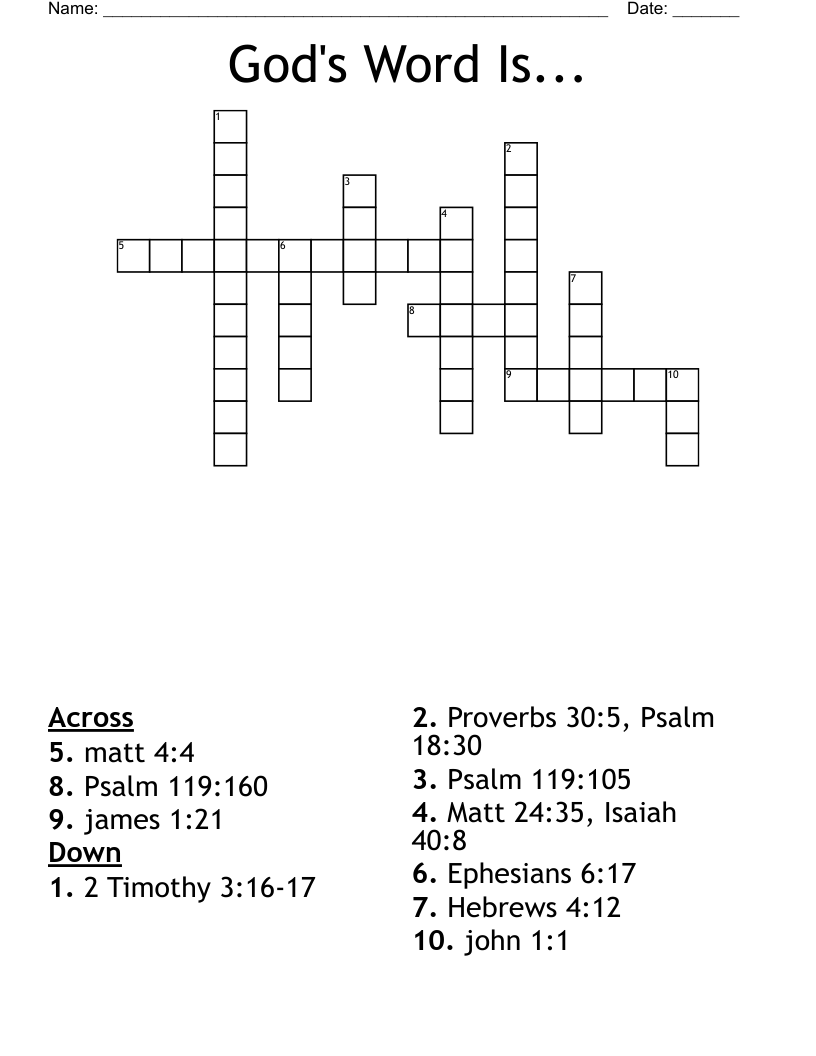 God's Word Is... Crossword