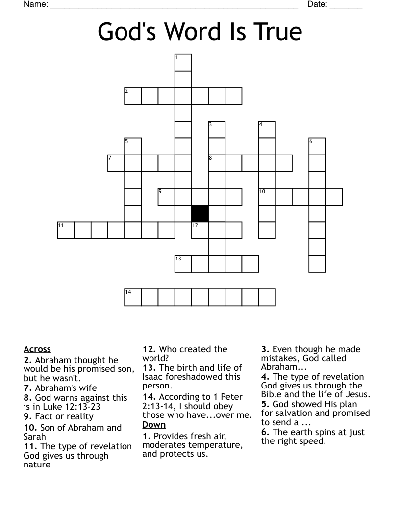 God's Word Is True Crossword