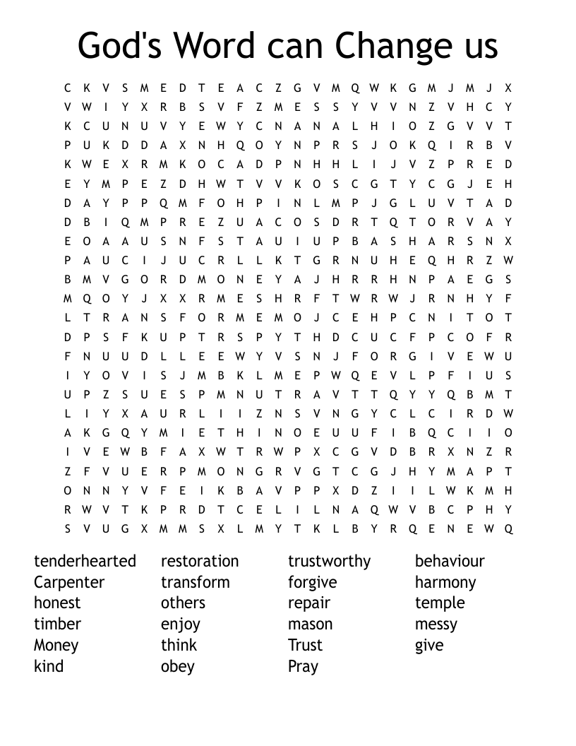 God's Word can Change us Word Search