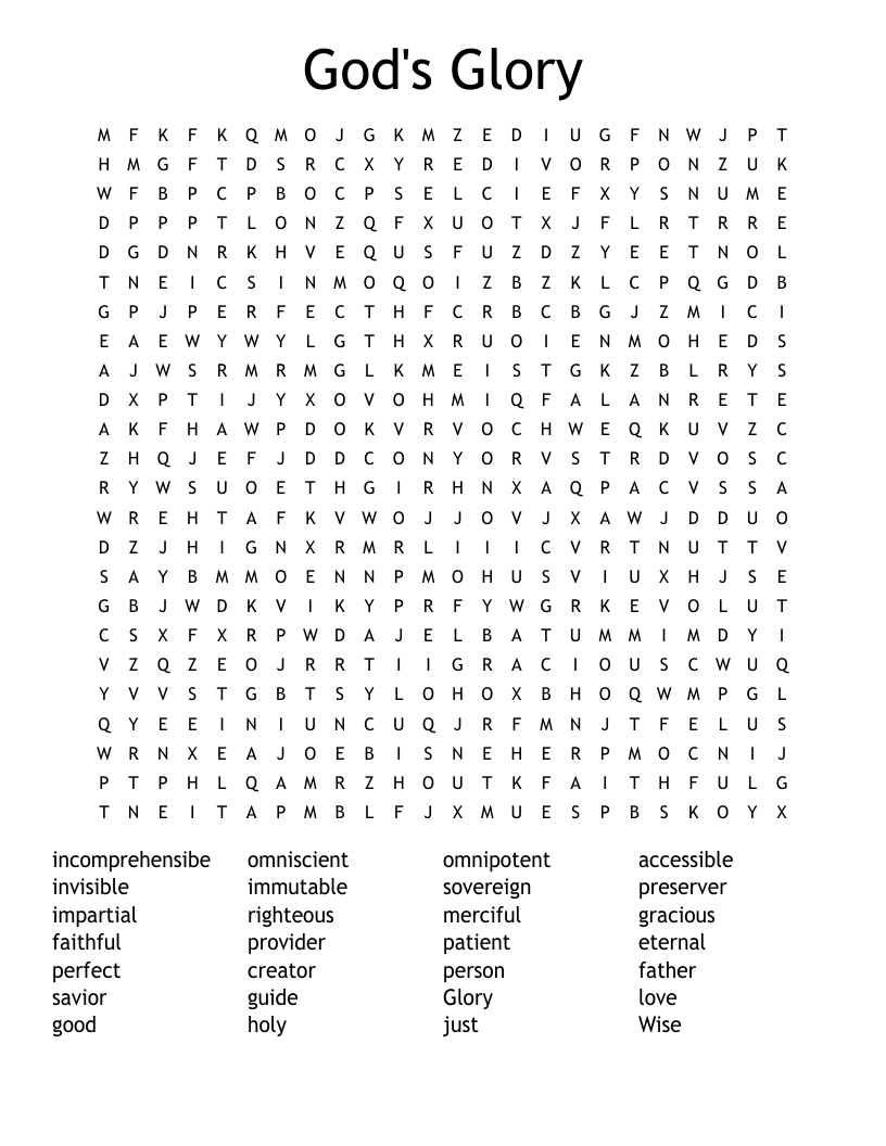 God's  Glory Word Search