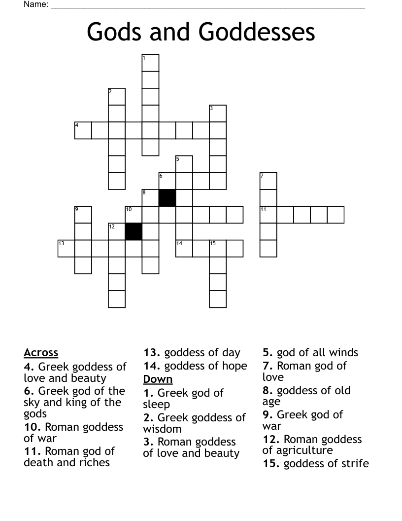 Gods and Goddesses Crossword