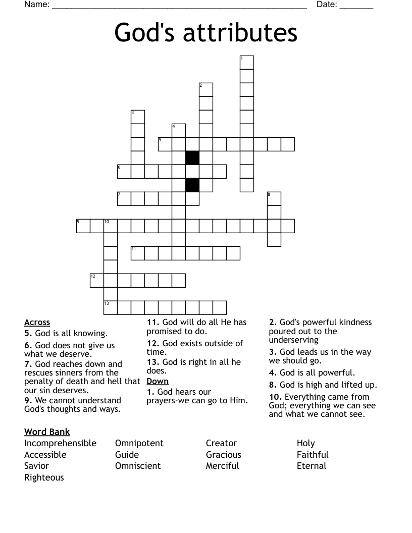 God's attributes Crossword