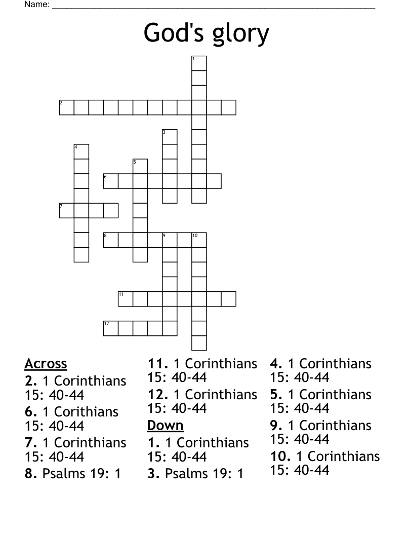 God's glory Crossword