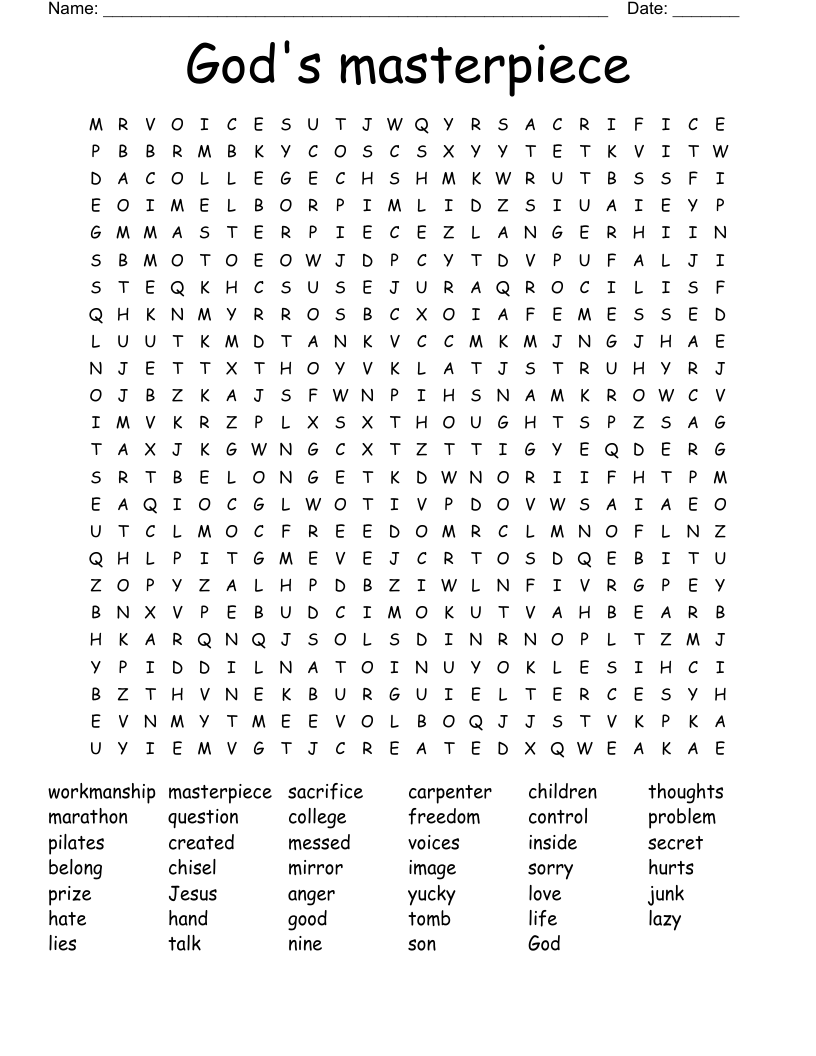 God's masterpiece Word Search