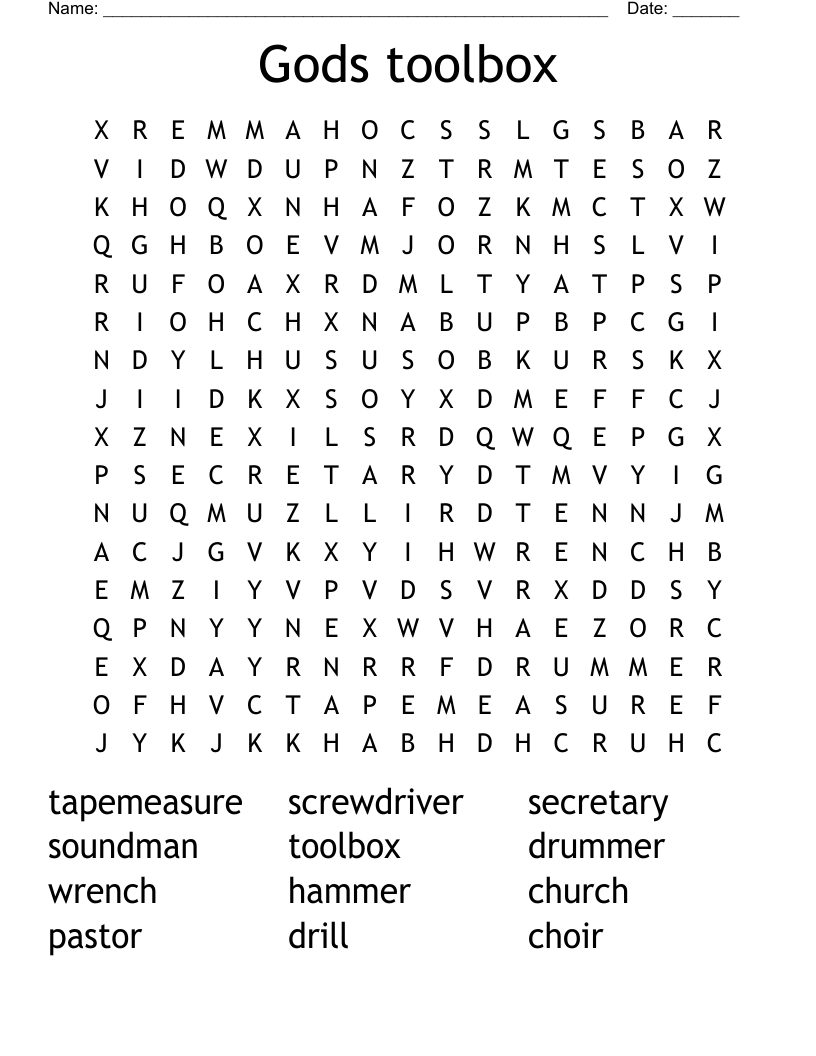 Gods toolbox Word Search