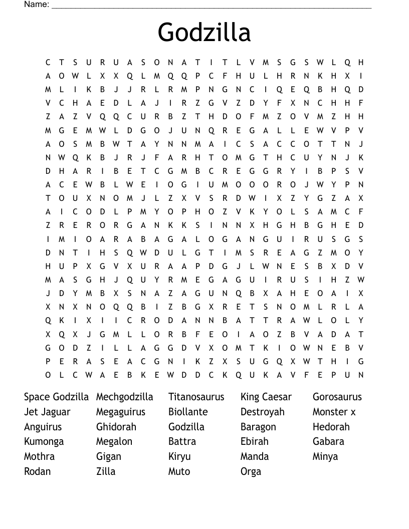 Godzilla Word Search
