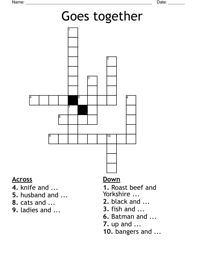 Goes together Crossword