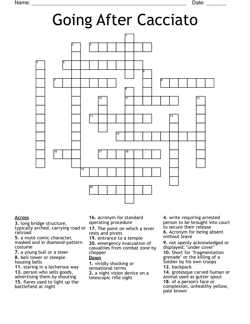 Going After Cacciato Crossword