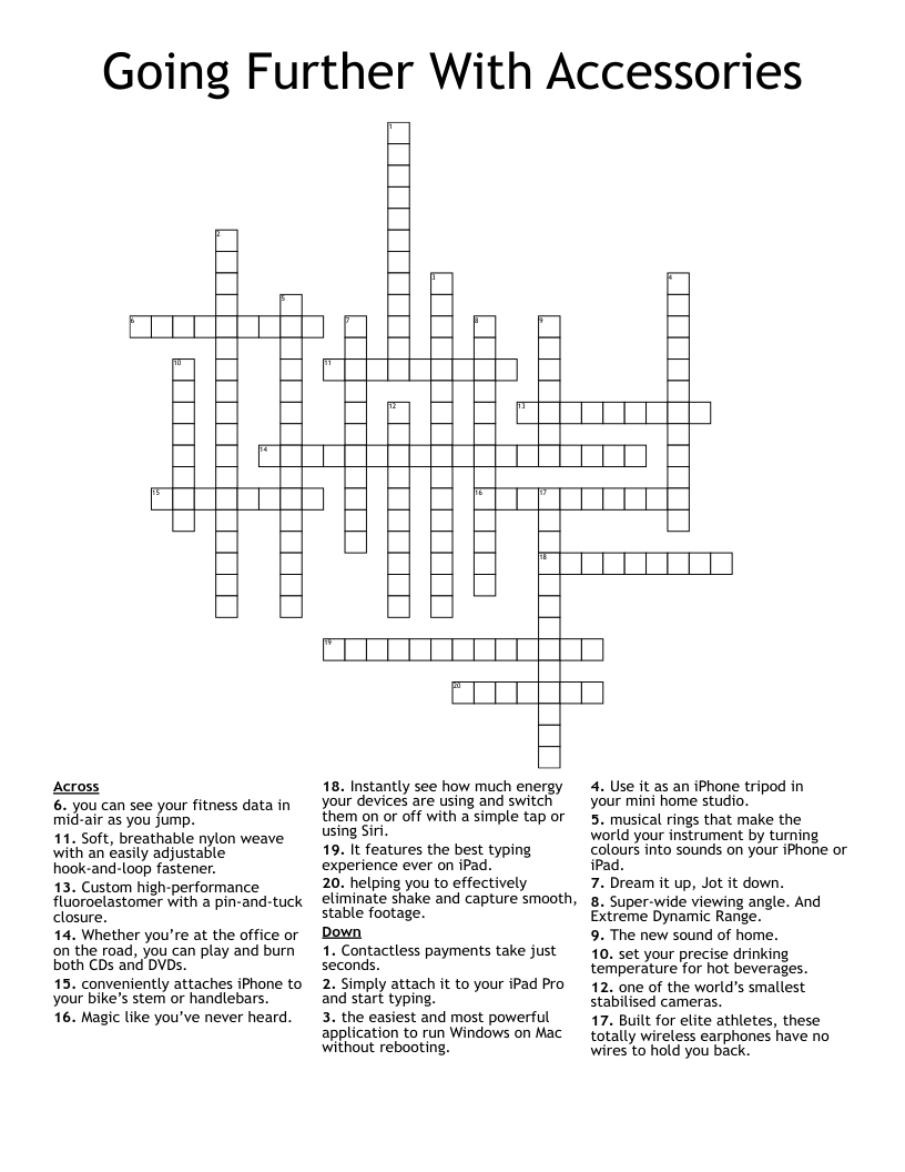 Going Further With Accessories  Crossword
