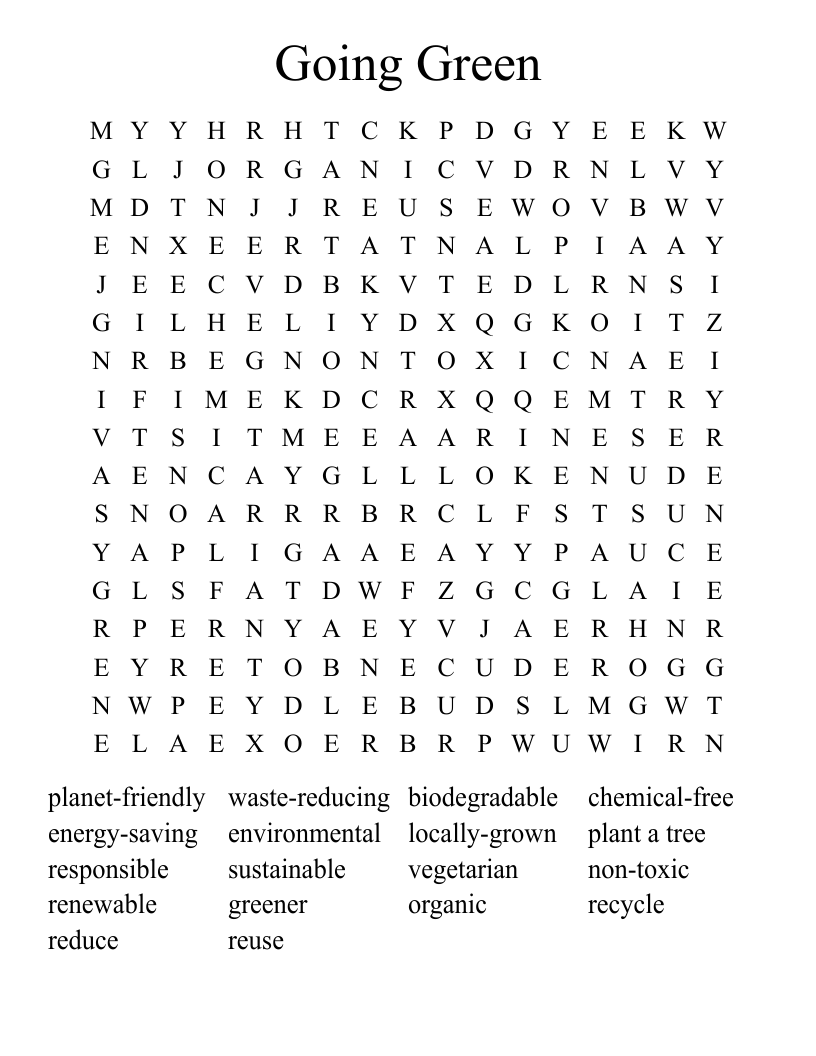 Going Green Word Search