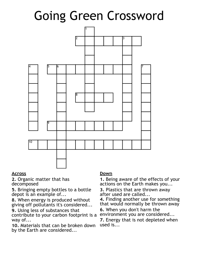 Going Green Crossword