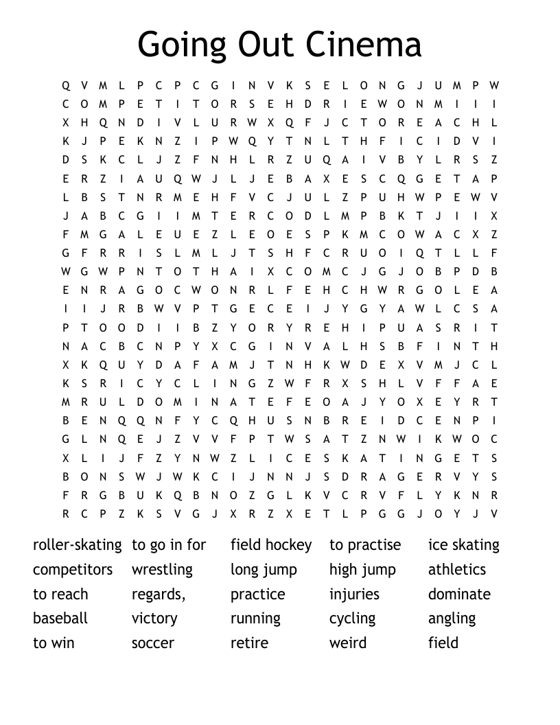 Going Out Cinema Word Search