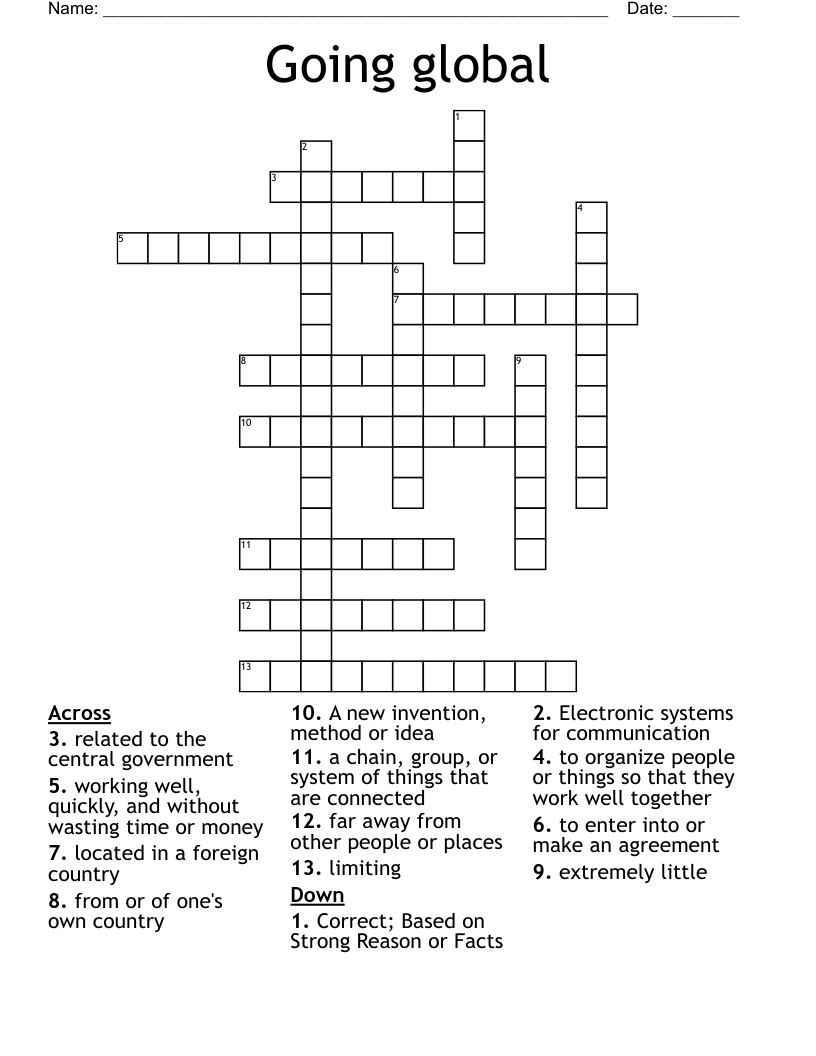 Going global Crossword