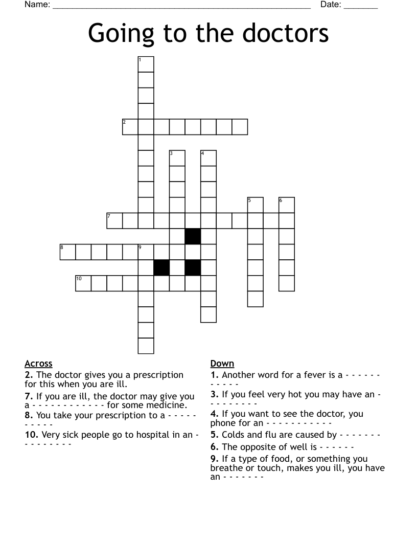 Going to the doctors Crossword