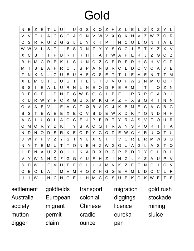 Gold Word Search