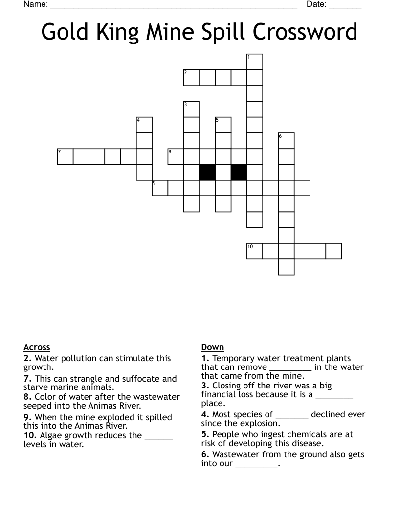 Gold King Mine Spill Crossword