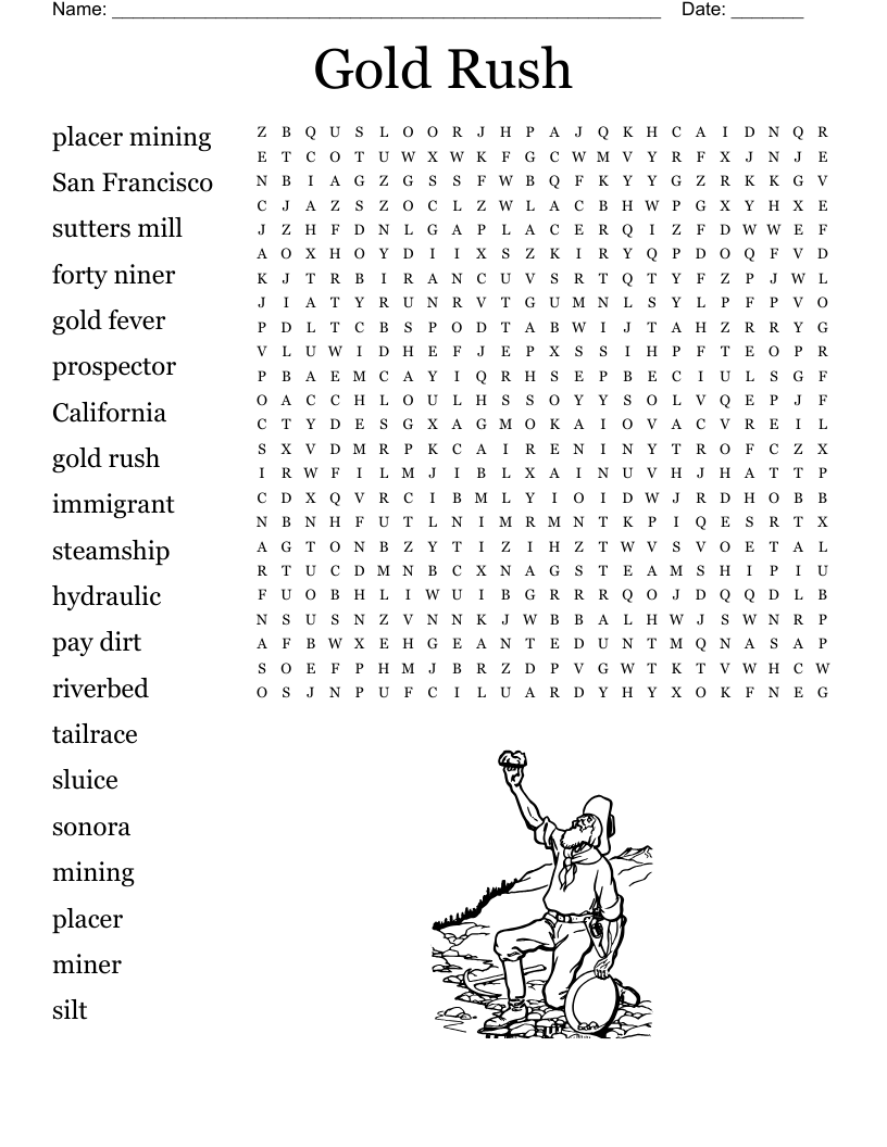 Gold Rush Word Search