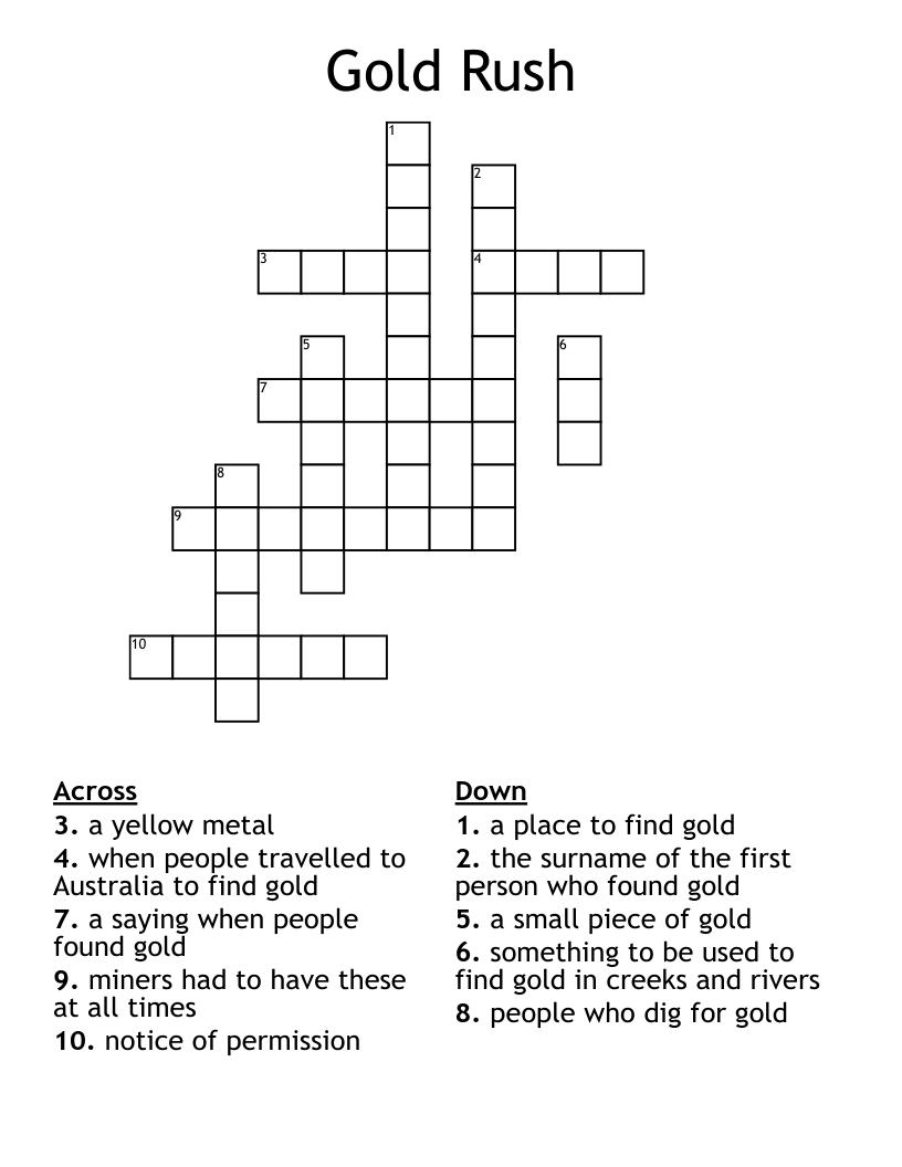 Gold Rush Crossword