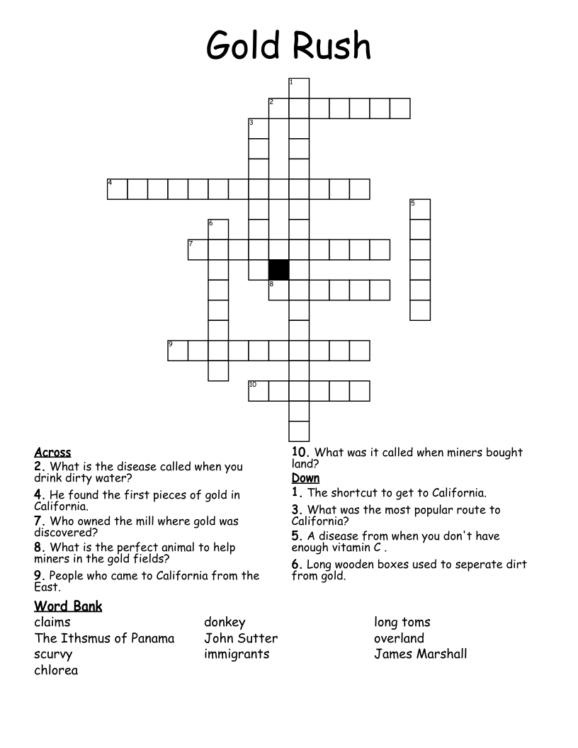 Gold Rush Crossword