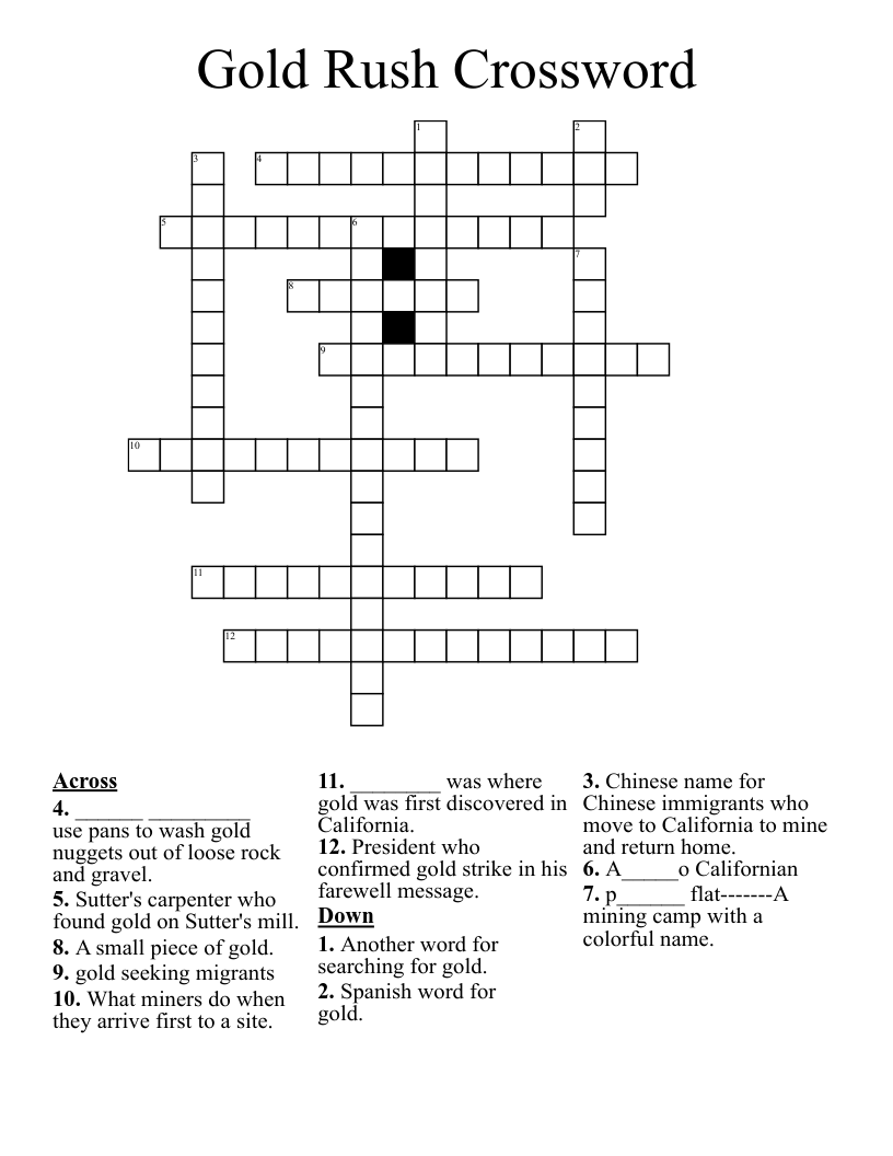Gold Rush Crossword