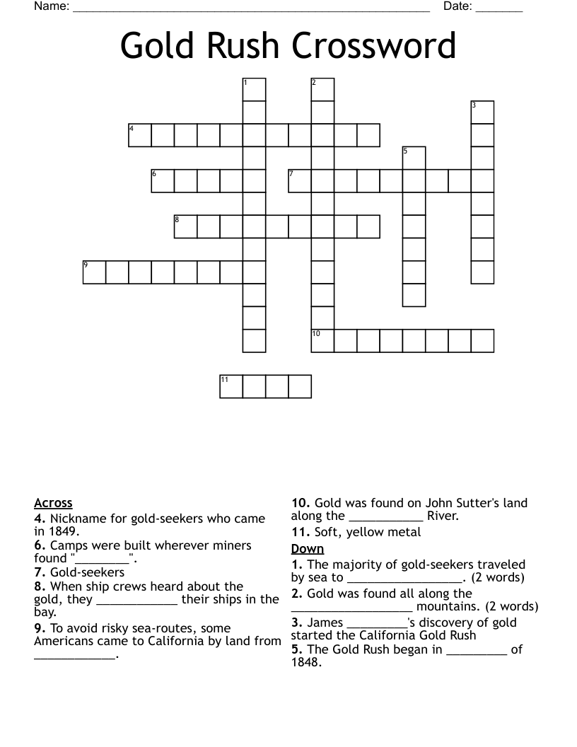 Gold Rush Crossword