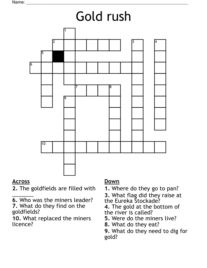 Gold rush Crossword