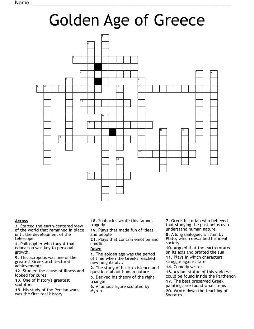 Golden Age of Greece Crossword