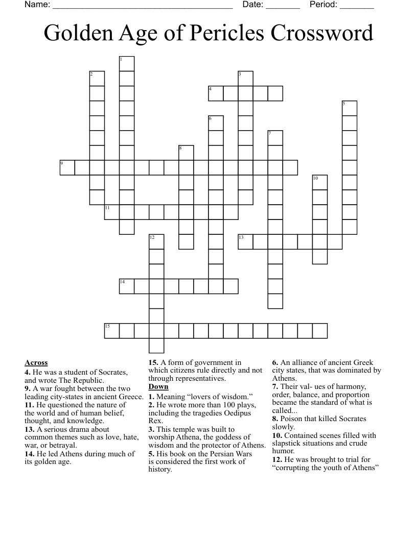 Golden Age of Pericles Crossword