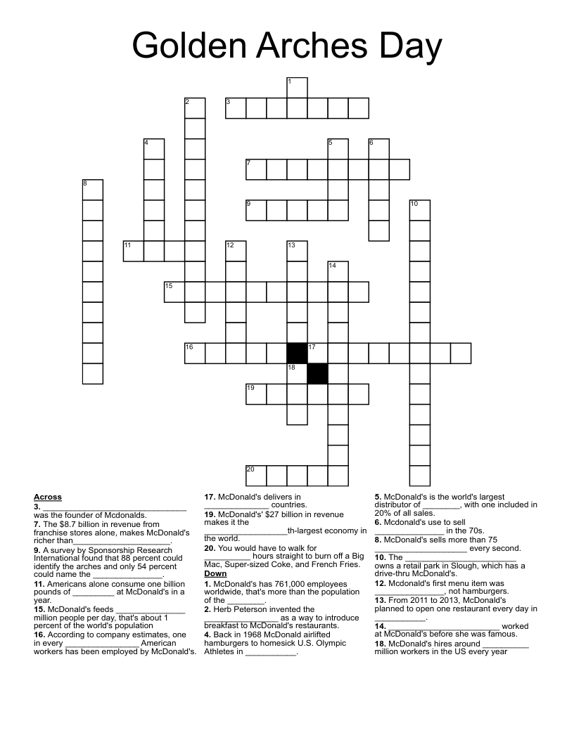 Golden Arches Day Crossword