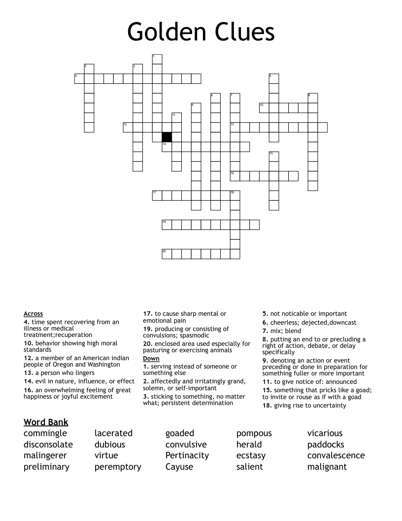 Golden Clues Crossword