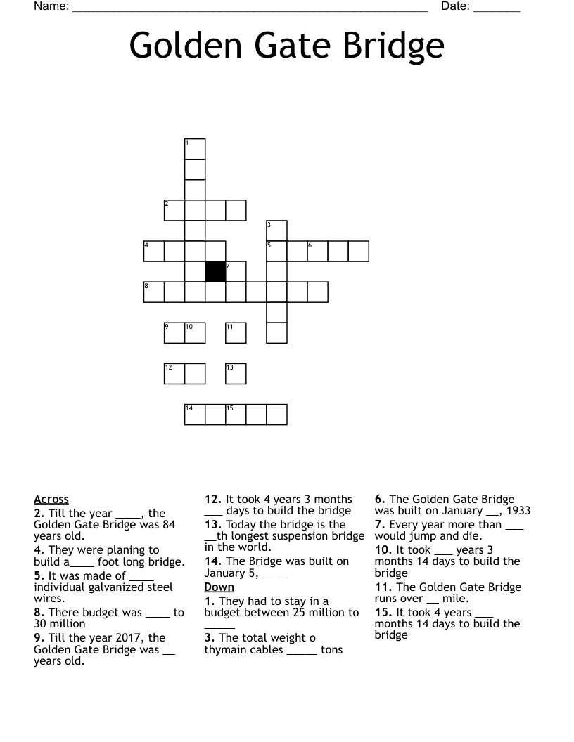 Golden Gate Bridge Crossword