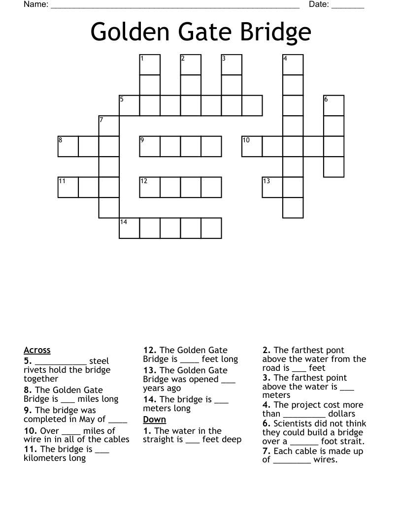 Golden Gate Bridge Crossword
