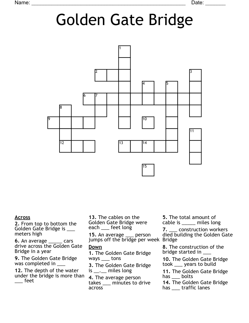 Golden Gate Bridge  Crossword