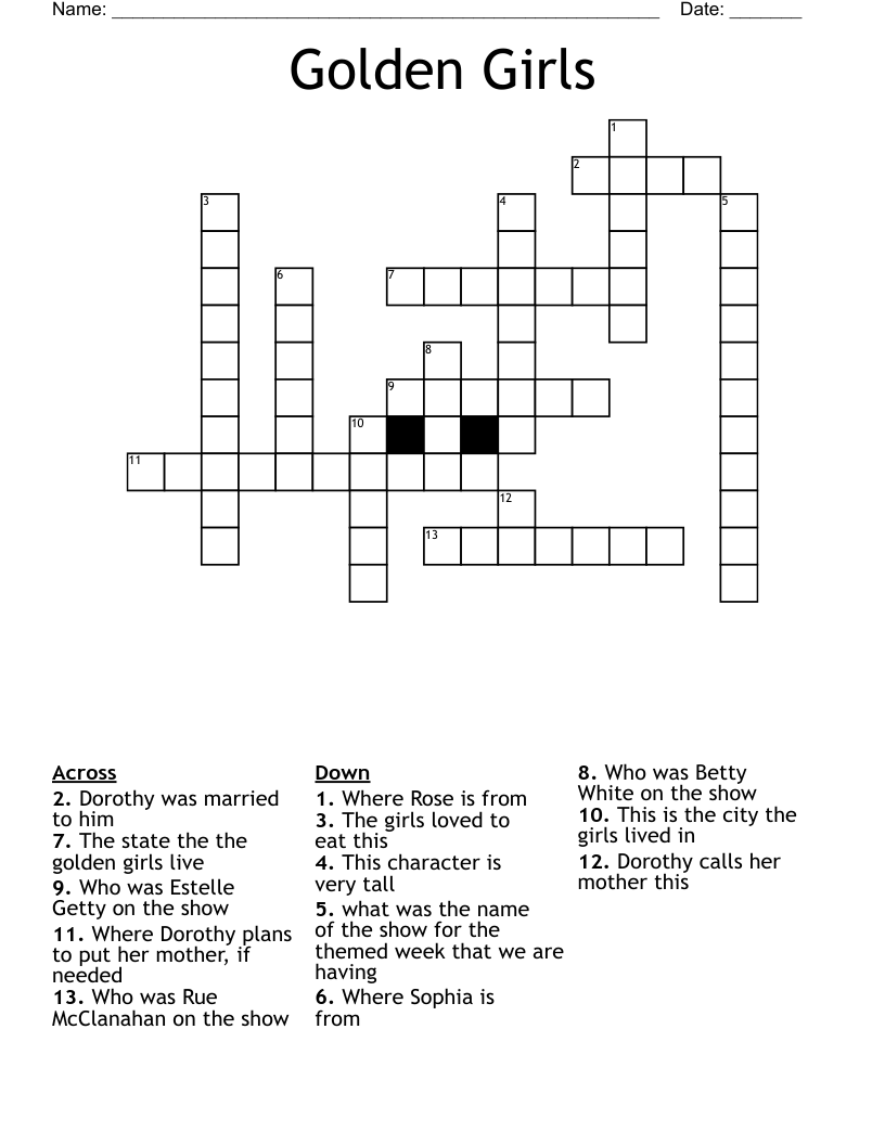 Golden Girls Crossword