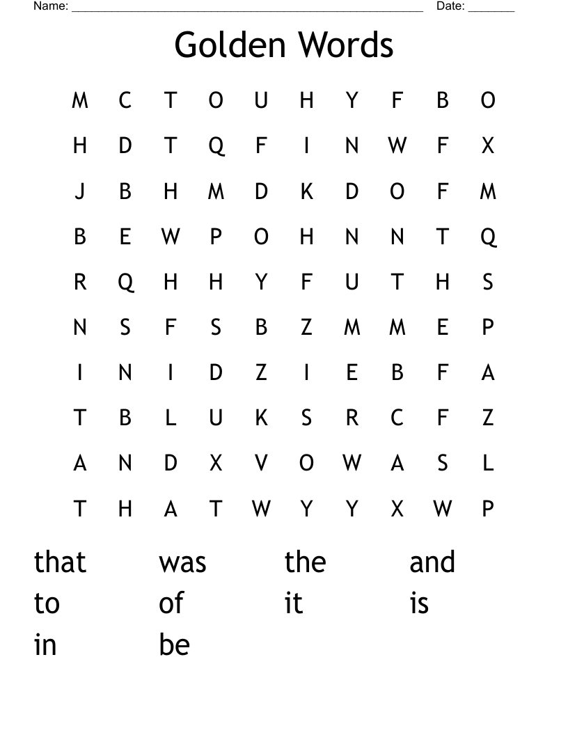 Golden Words Word Search