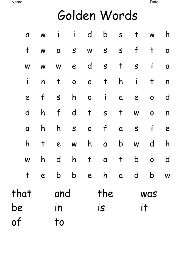Golden Words Word Search