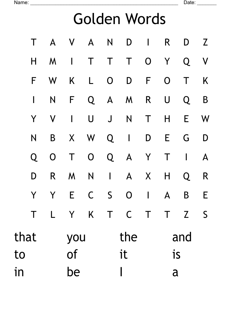 Golden Words Word Search