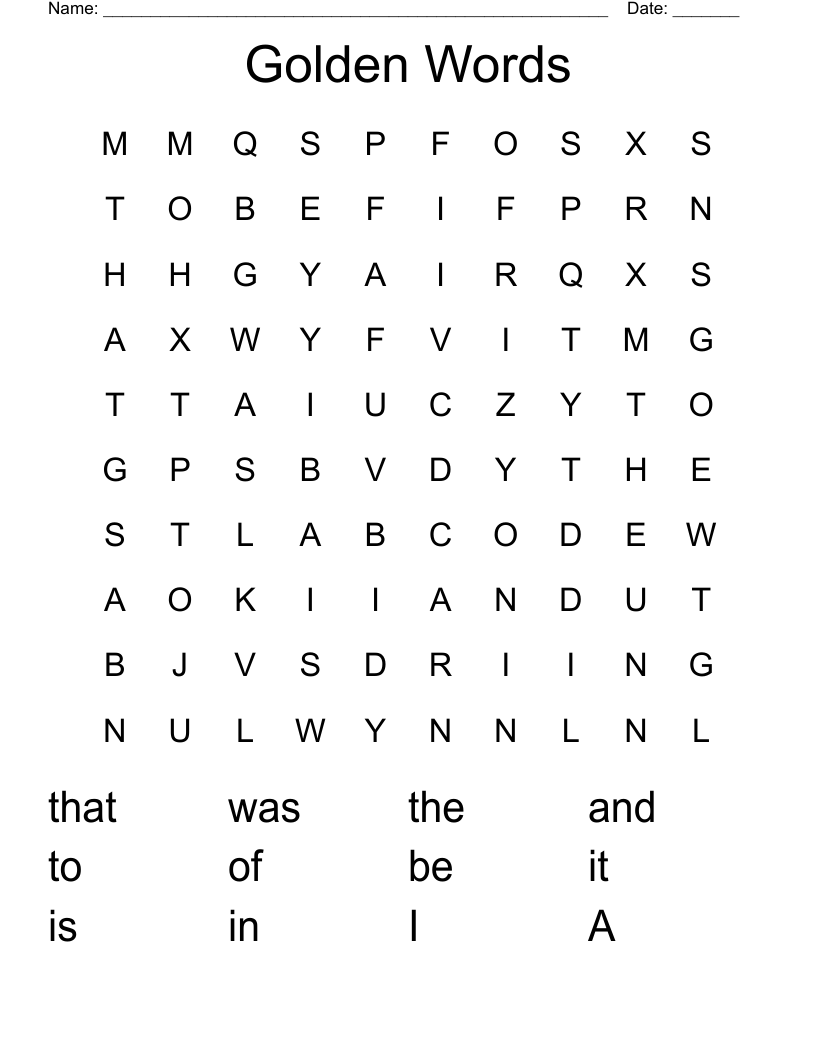 Golden Words Word Search