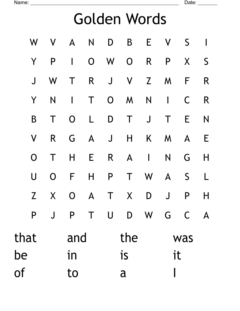 Golden Words Word Search